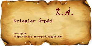 Kriegler Árpád névjegykártya