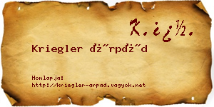 Kriegler Árpád névjegykártya